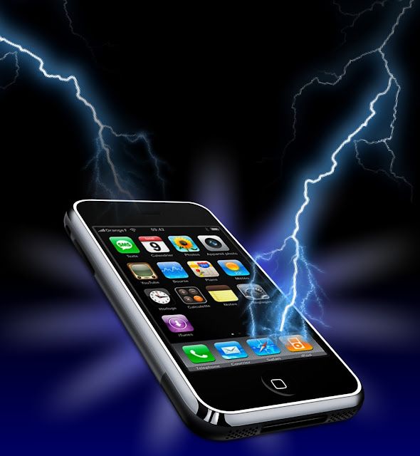 iPhone being struck by lightning.