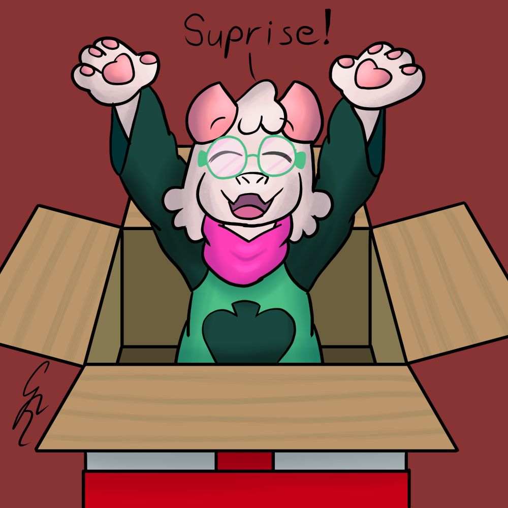 Ralsei jumping out of a box
