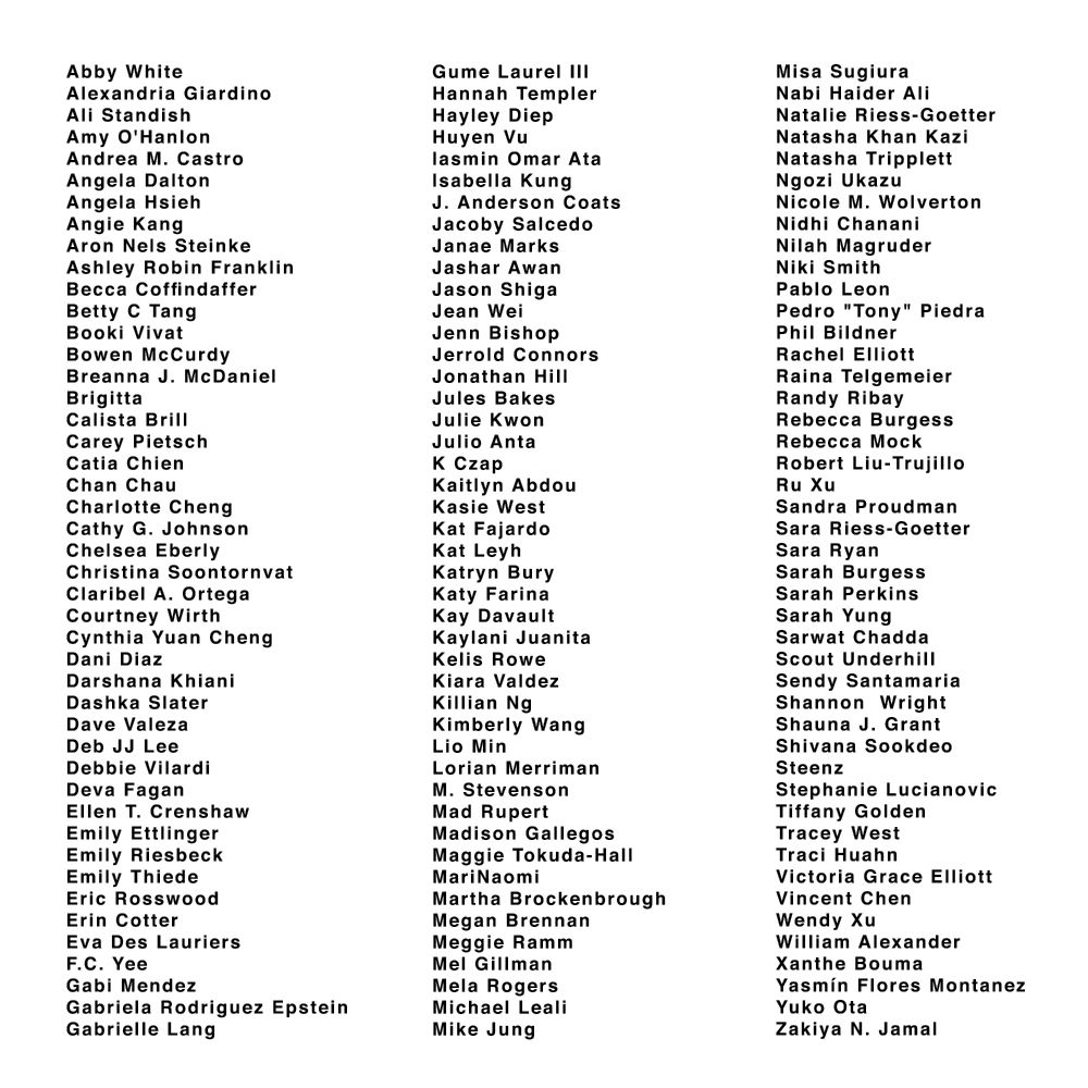 List of 130+ author and illustrator names.