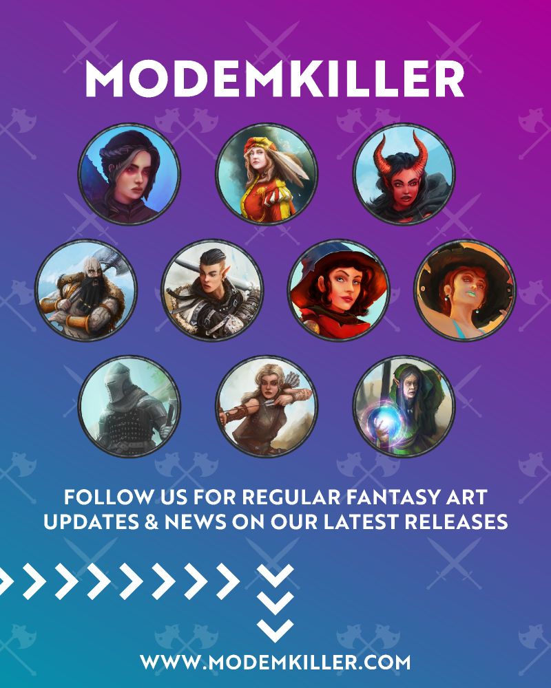 Modemkiller character tokens for use in role-playing games on Vttrpg platforms