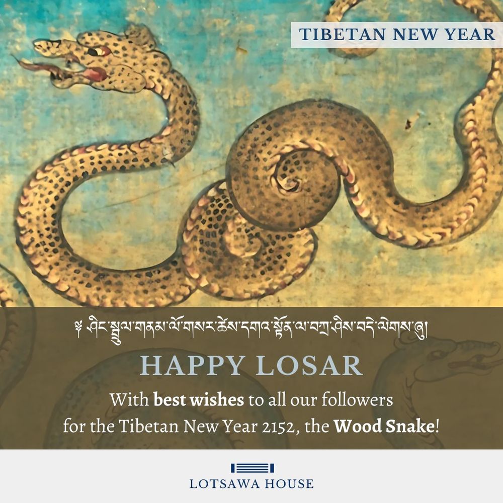 Happy Losar card with greetings for Wood Snake year