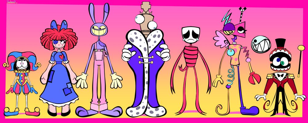 Lineup of my own personal redesigns of the main TADC cast
