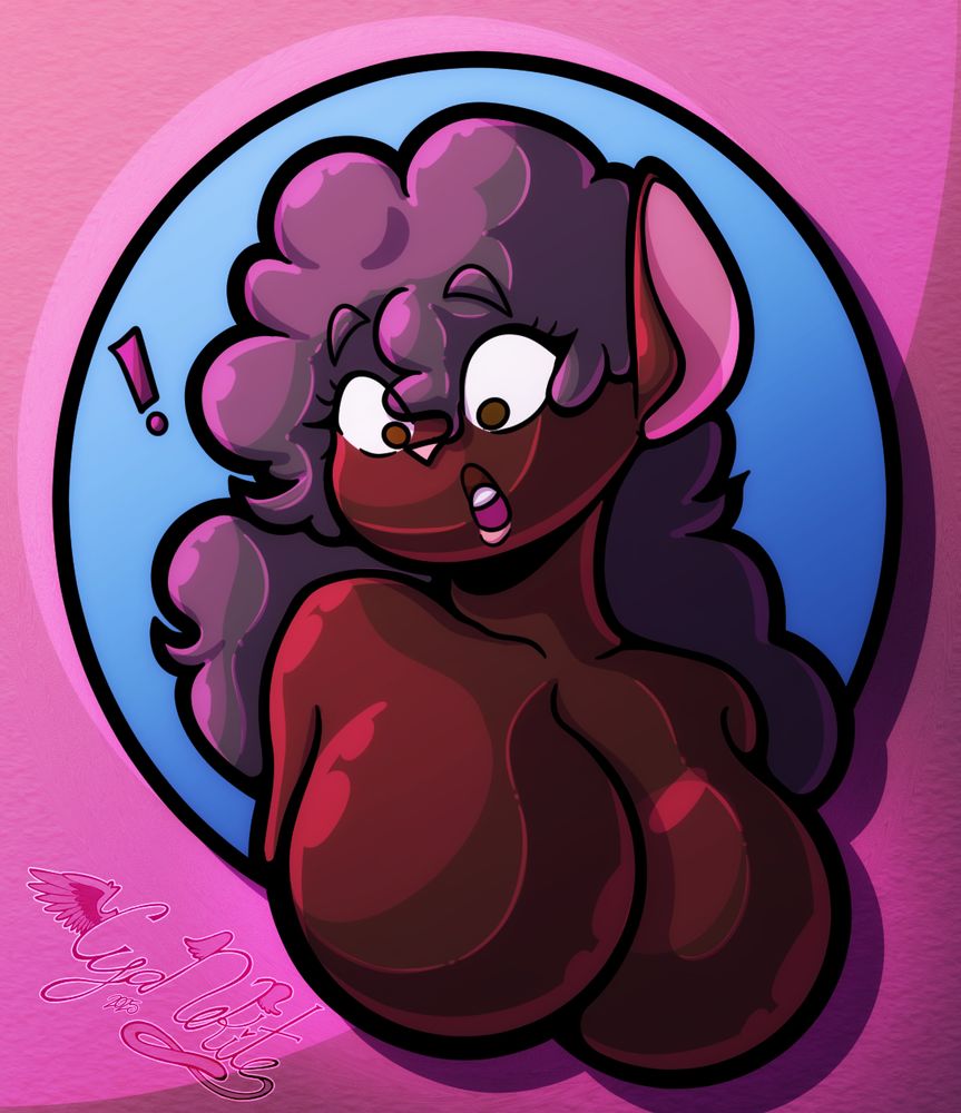 Krystal, a dark-skinned sheep girl, peers through a cartoon hole-in-the-wall. Her breasts have grown significantly since the last panel, and she looks surprised.