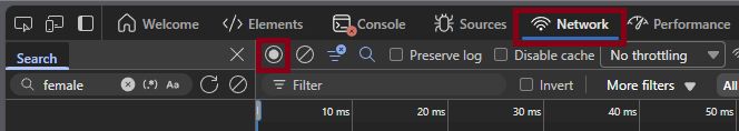 Step 3) When in DevTools, Click Network and then the record button, and then refresh the page (F5)