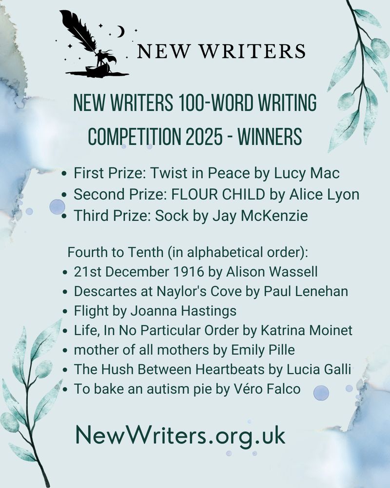 New Writers 100-Word Writing Competition 2025 - Winners