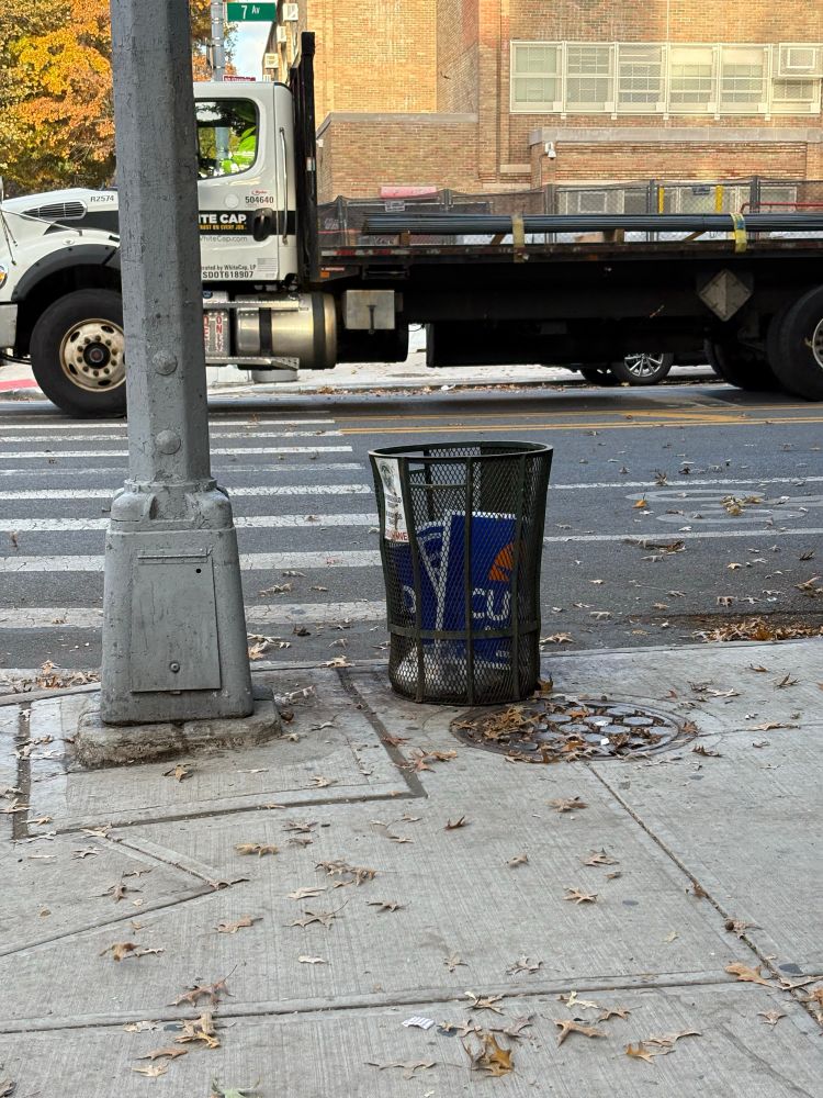 cuomo signs in a city trash can
