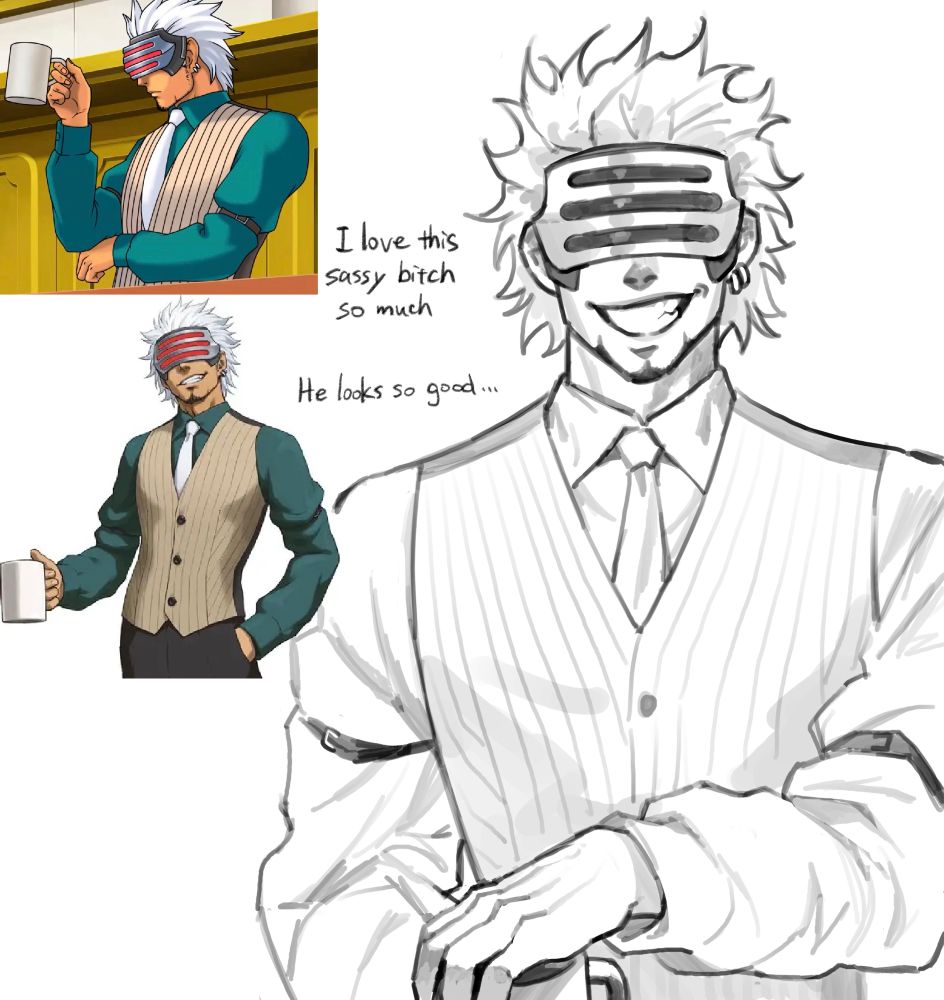 My doodle of prosecutor Godot from ace attorney trilogy