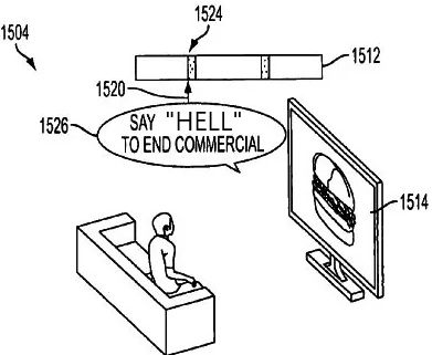 the famous stupid patent diagram where it's a person watching TV and a McDonald's commercial comes on so the TV says 