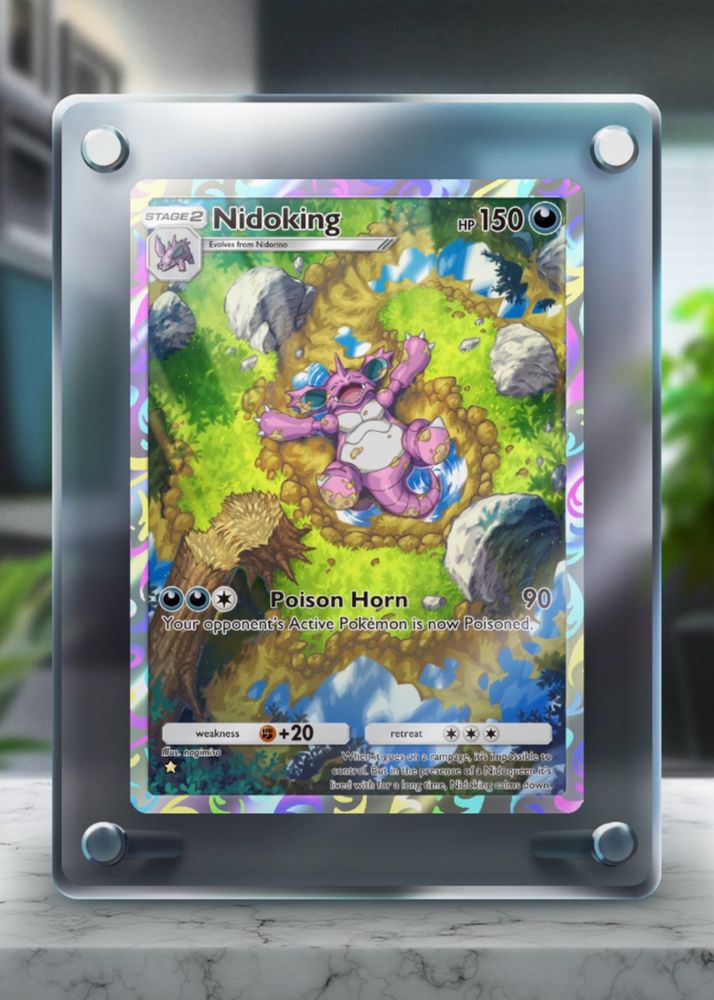 Screenshot of a full art Nidoking card in Pokémon TCG Pocket