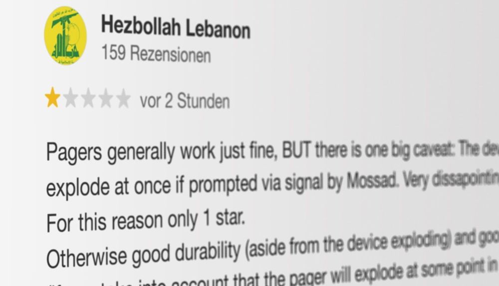 Hisbollah-Miliz hinterlässt 1-Stern-Google-Bewertung bei Pager-Hersteller