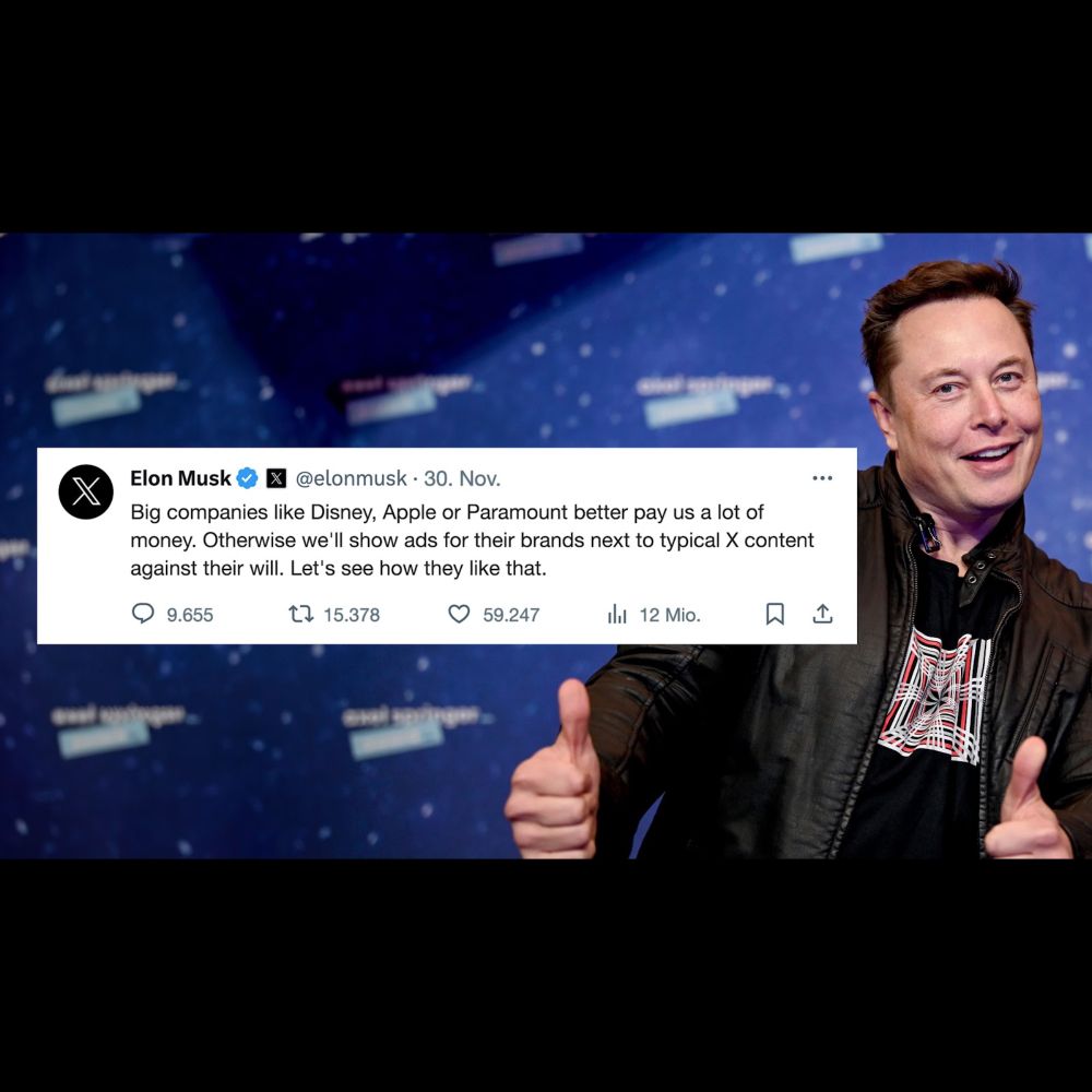 Musk präsentiert komplett neues Werbemodell: "Zahlen Sie oder wir schalten Anzeigen für Ihr Untern...