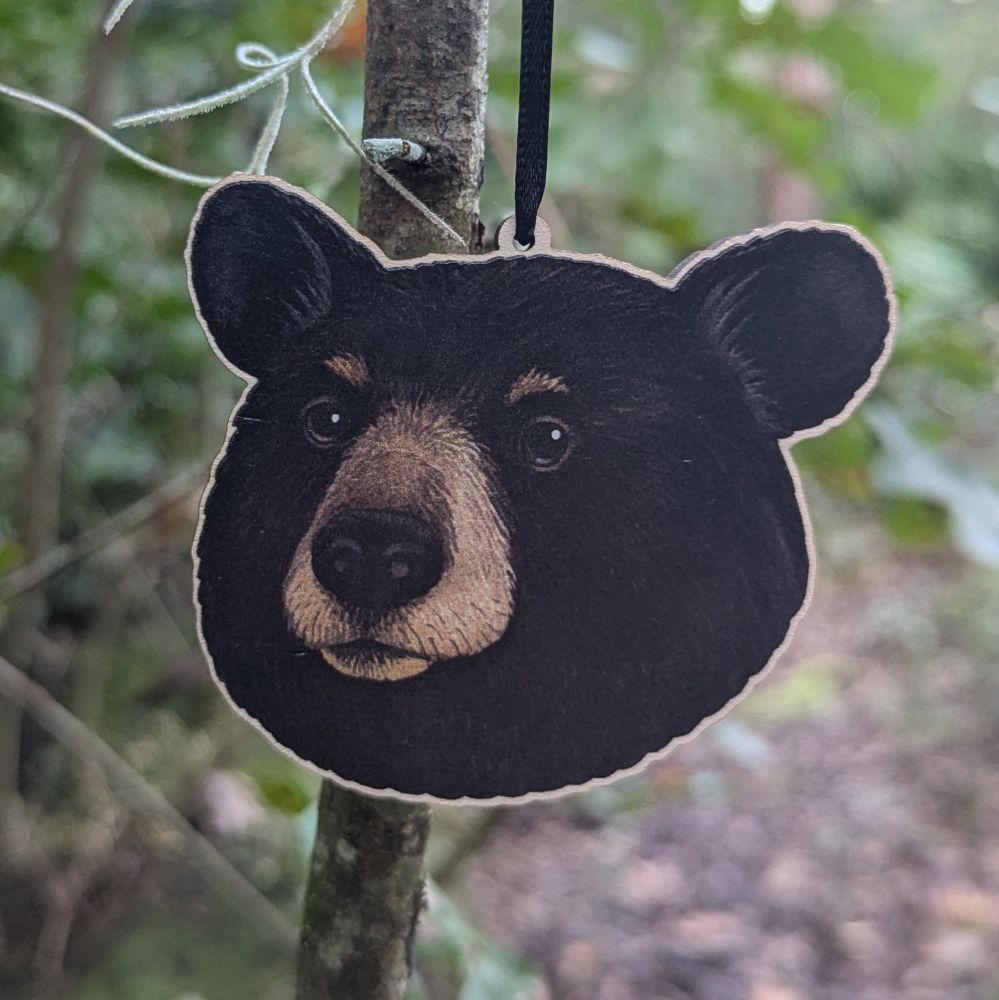 Black Bear wooden ornament 