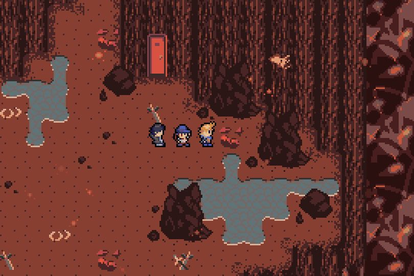 The gang explores a cavern in Red Zone.