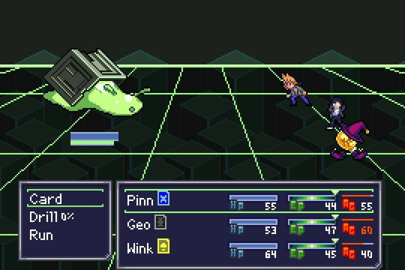 The party battles against a Squail, a big cute snail with a cube for a shell.