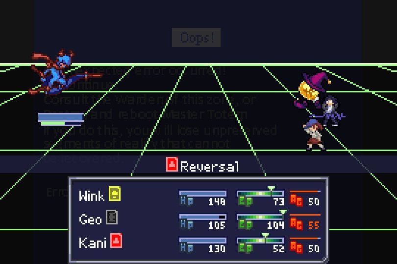 The party battles Chaos Red, with Kani using Reversal on her.