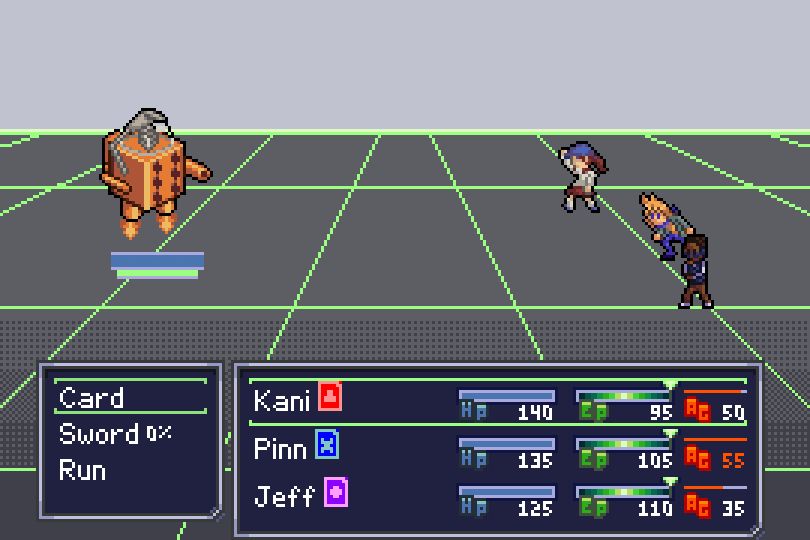 The party battles against an orange Dice monster.
