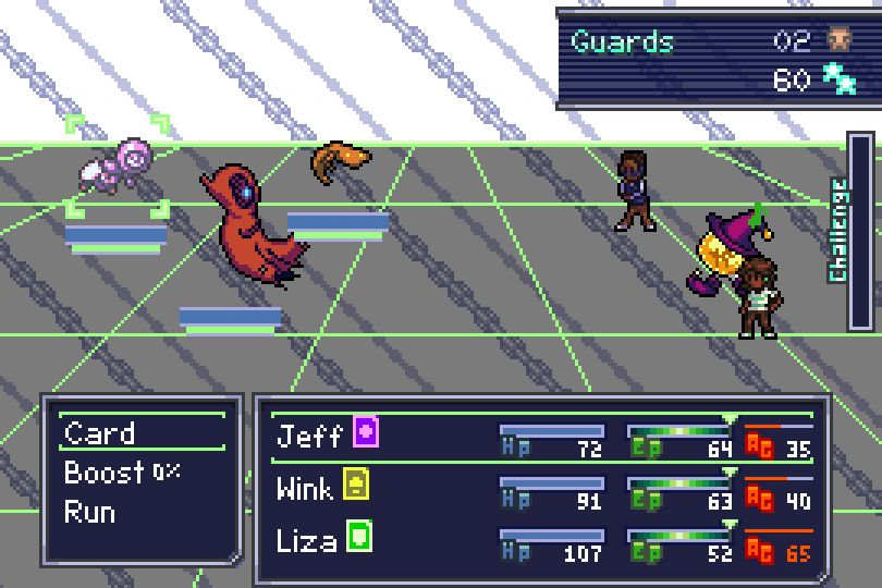 Jeff, Wink, and Liza battle monsters in a ReCollection.