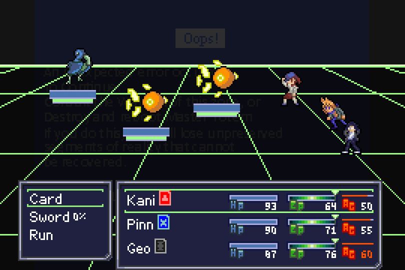 Pinn and co. battle some fish enemies in the Blue Zone.