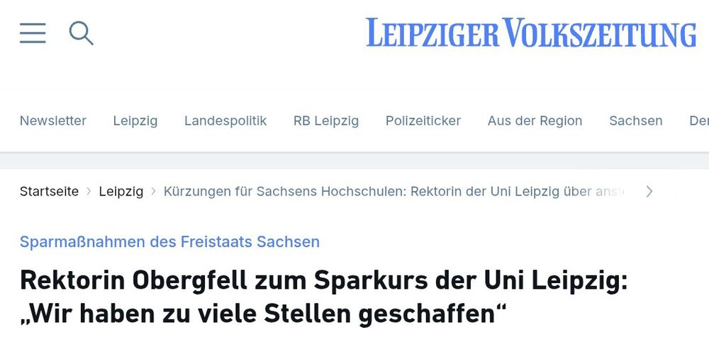 LVZ:
Sparmaßnahmen des Freistaats Sachsen
Rektorin Obergfell zum Sparkurs der Uni Leipzig: „Wir haben zu viele Stellen geschaffen“
