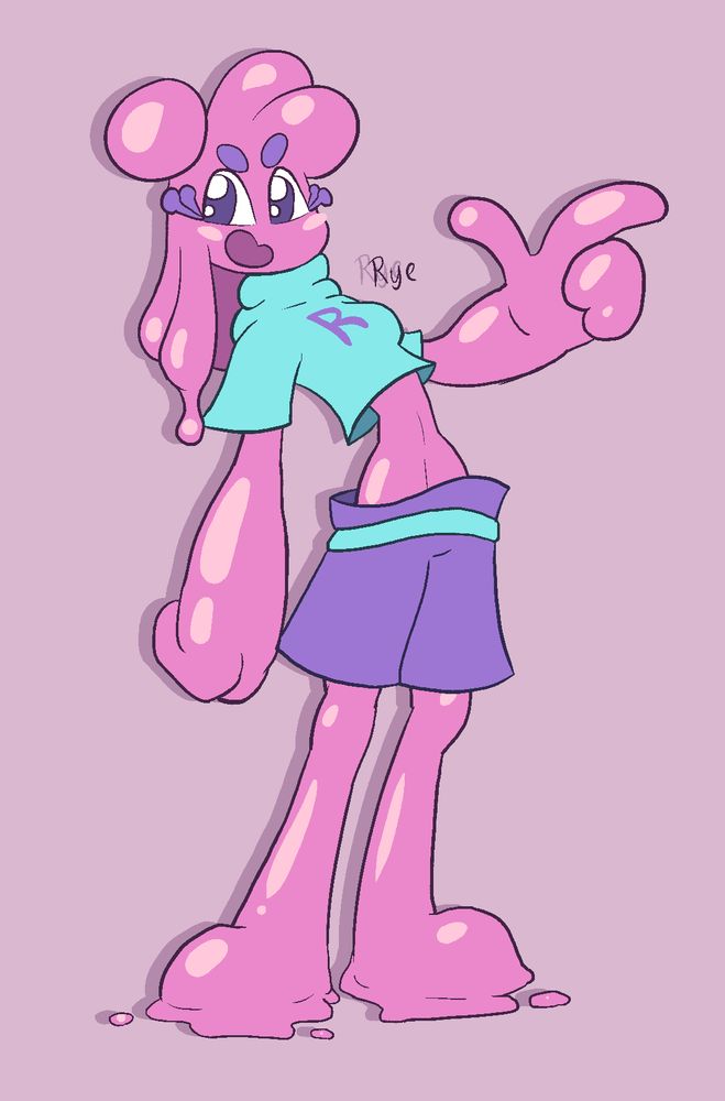 My OC Jamjam standing still, pointing up and chilling.