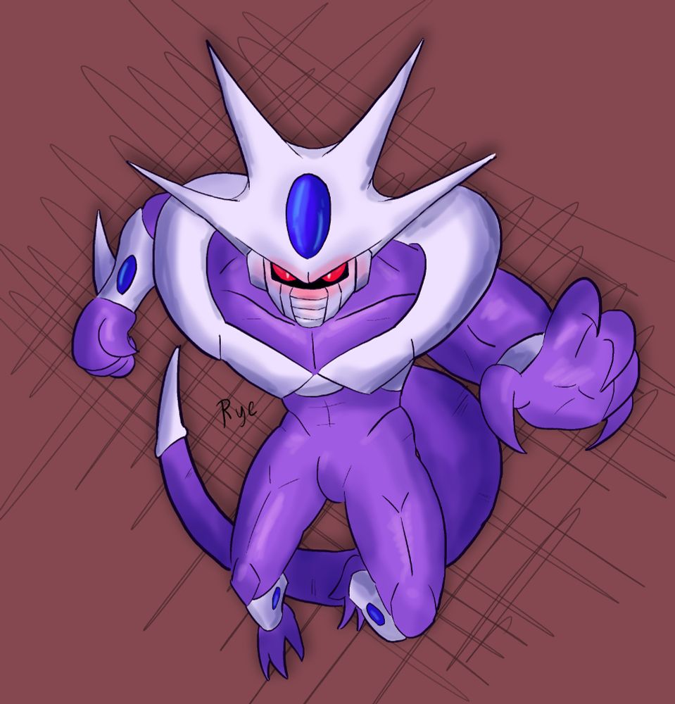 Cooler from Dragon Ball flying towards the screen holding his hand out, looking like he's preparing a punch.