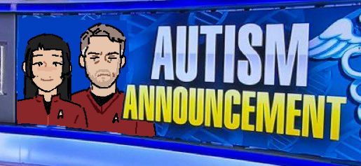 Firis Corsixer and Shane Bechtel as little pixel doodles on a news graphic that says AUTISM ANNOUNCEMENT