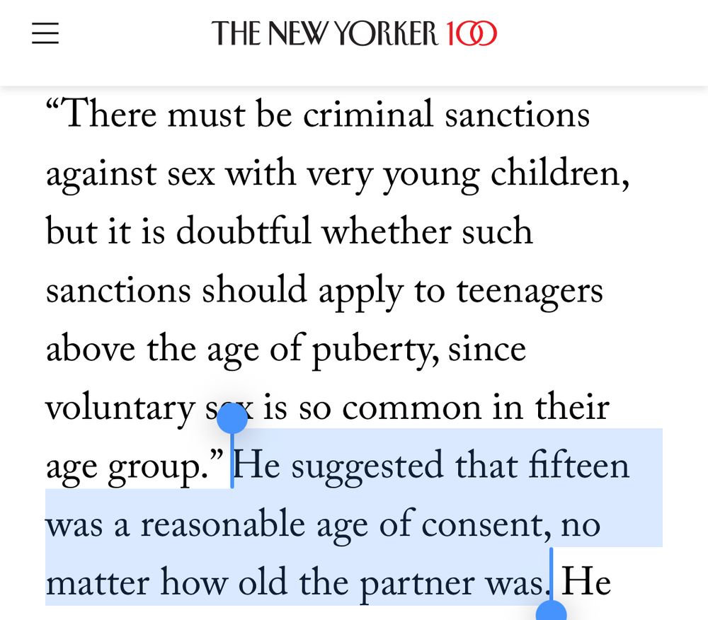 Dershowitz saying it’s okay for middle-aged men to have sex with teenagers. 