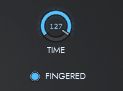 a cropped screenshot showing a portamento setting in a digital synth, enabled, set to 127 time, and the checkbox for "fingered" is checked.