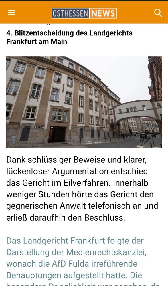 Blitzentscheidung des Landgerichts Frankfurt am Main

Dank schlüssiger Beweise und klarer, lückenloser Argumentation entschied das Gericht im Eilverfahren. Innerhalb weniger Stunden hörte das Gericht den gegnerischen Anwalt telefonisch an und erließ daraufhin den Beschluss.