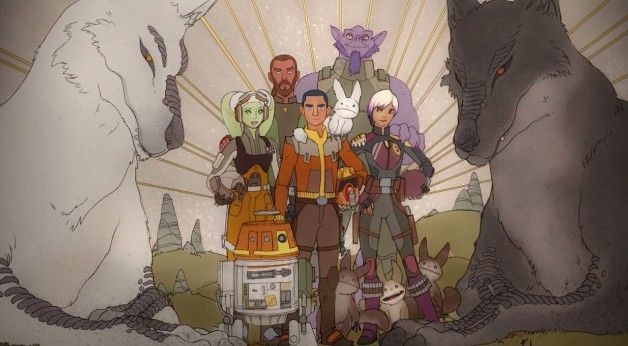 Wall art depicting the crew of The Ghost from the Star Wars Rebels animated show.