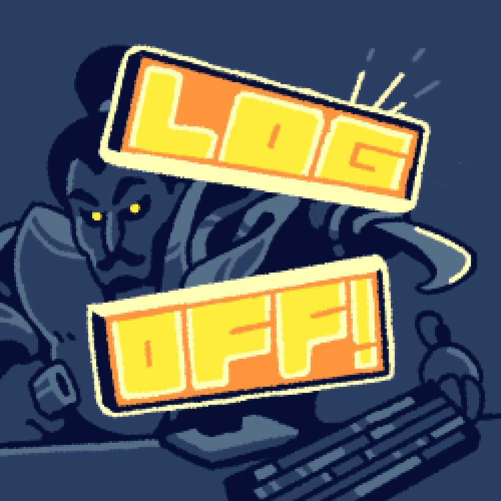A computer screen is being cut in half widthwise by a samurai. The screen reads 