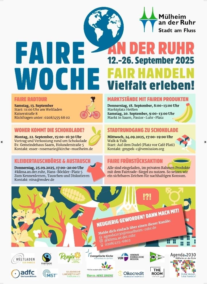 Flyer mit verschieden Angeboten in den fairen Wochen vom 12. bis 26. September, unter anderem Faire Radtour am 13.9.