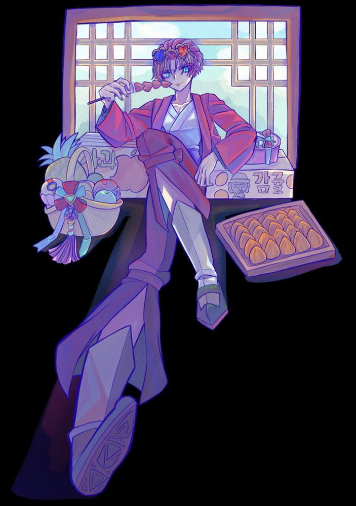 アレンジされた韓服を着た鋭心
サングラスなし/影バージョン