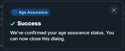 Age Verification Success Dialog Box