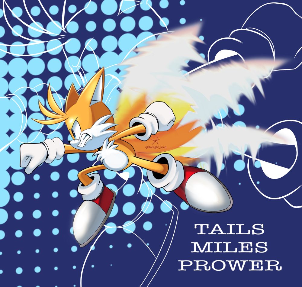 Tails hovering while striking a punching 