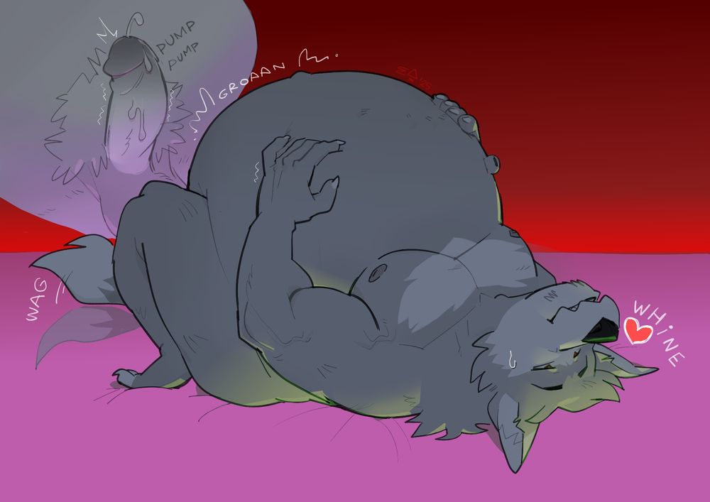 Vore External - He's so full he's whining <3