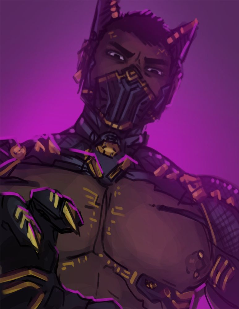 Illustration of a hot tech cat man, dunno what kick I was on this one but he's got little ears so why the hell not