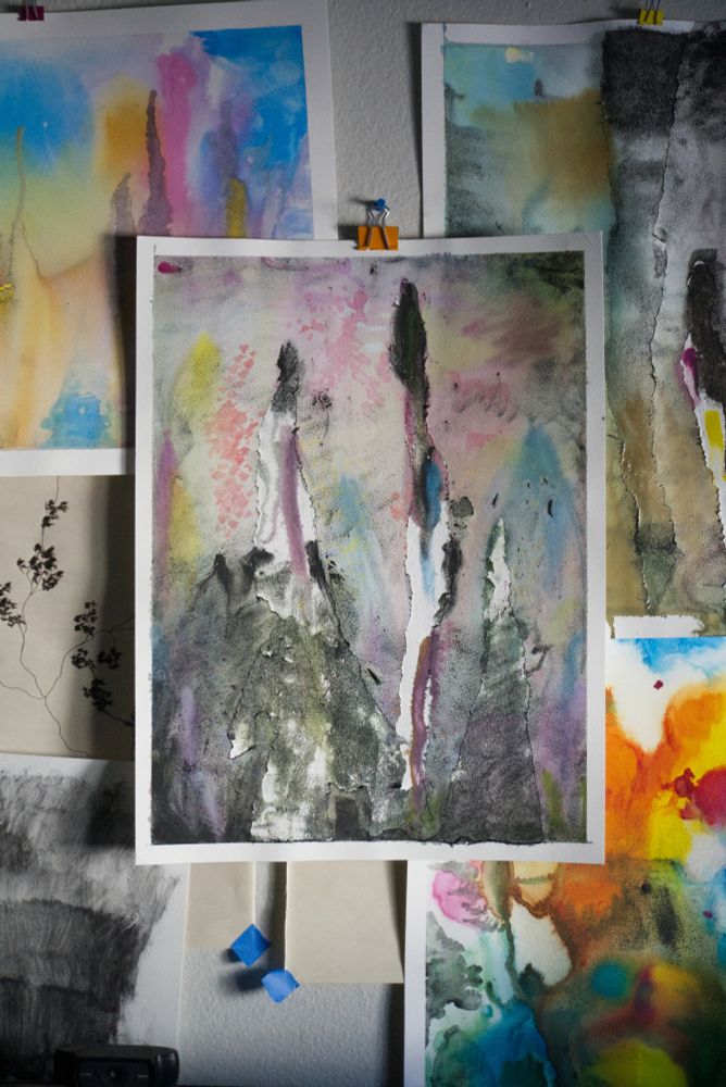 photo of an abstract gouache painting