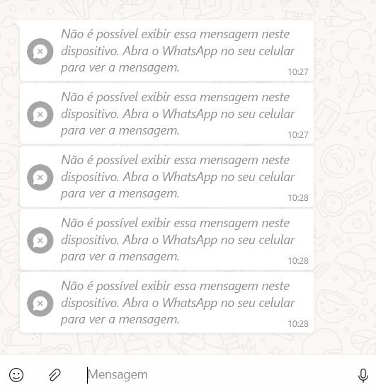 várias mensagens em q se le
Não é possível exibir essa mensagem neste dispositivo. Abra o WhatsApp no seu celular para ver a mensagem. 