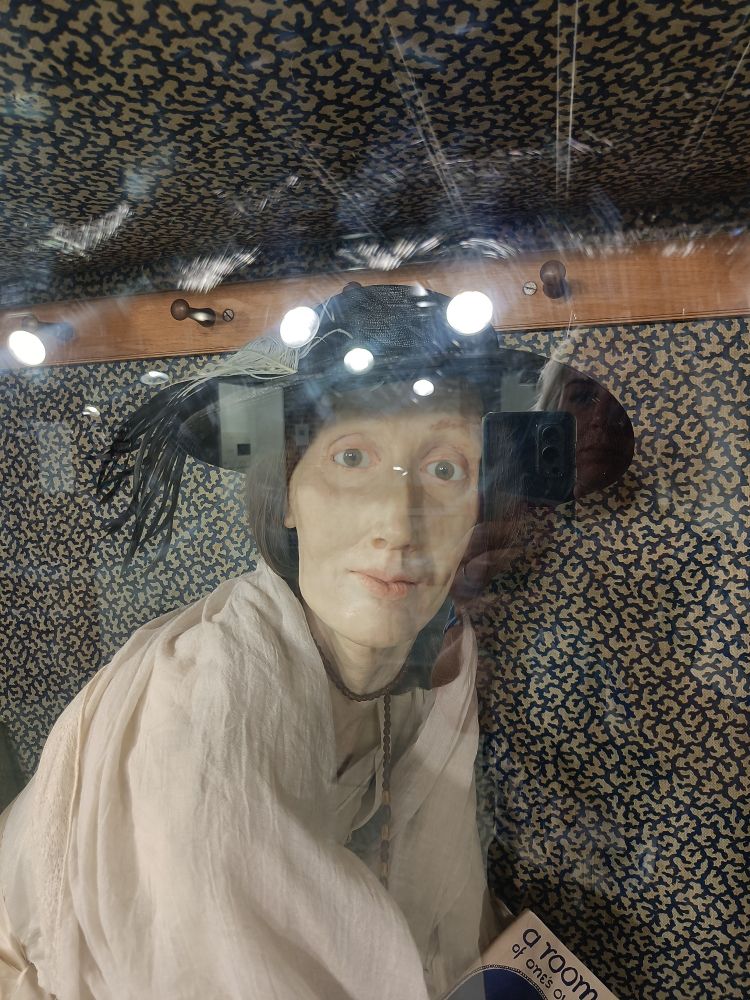 a terrifying wax sculpture of Virginia Woolf
