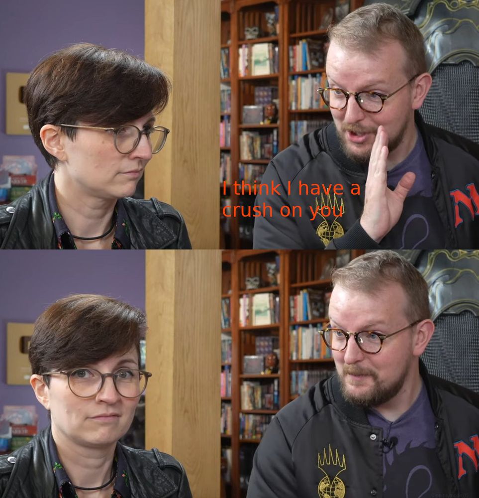 a meme of Graham and Kathleen, with the text "i think i have a crush on you" directed at Kathleen.