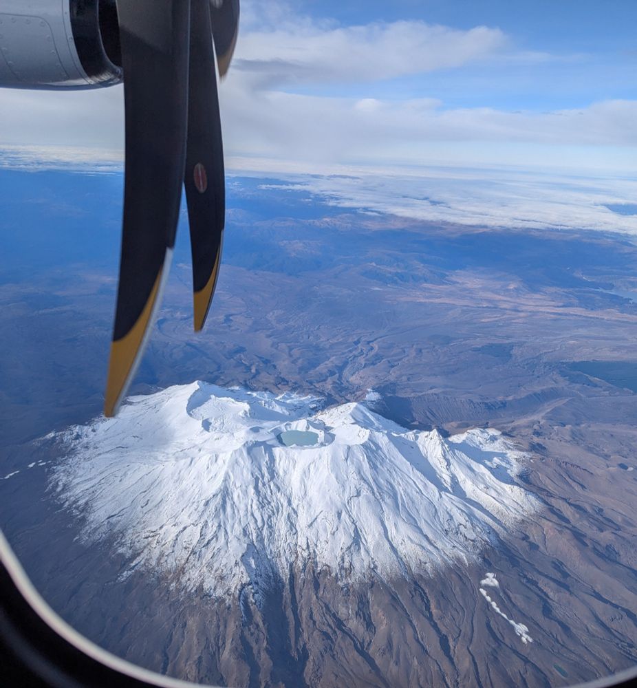 Mt. Ruapehu seen from a passenger flight.