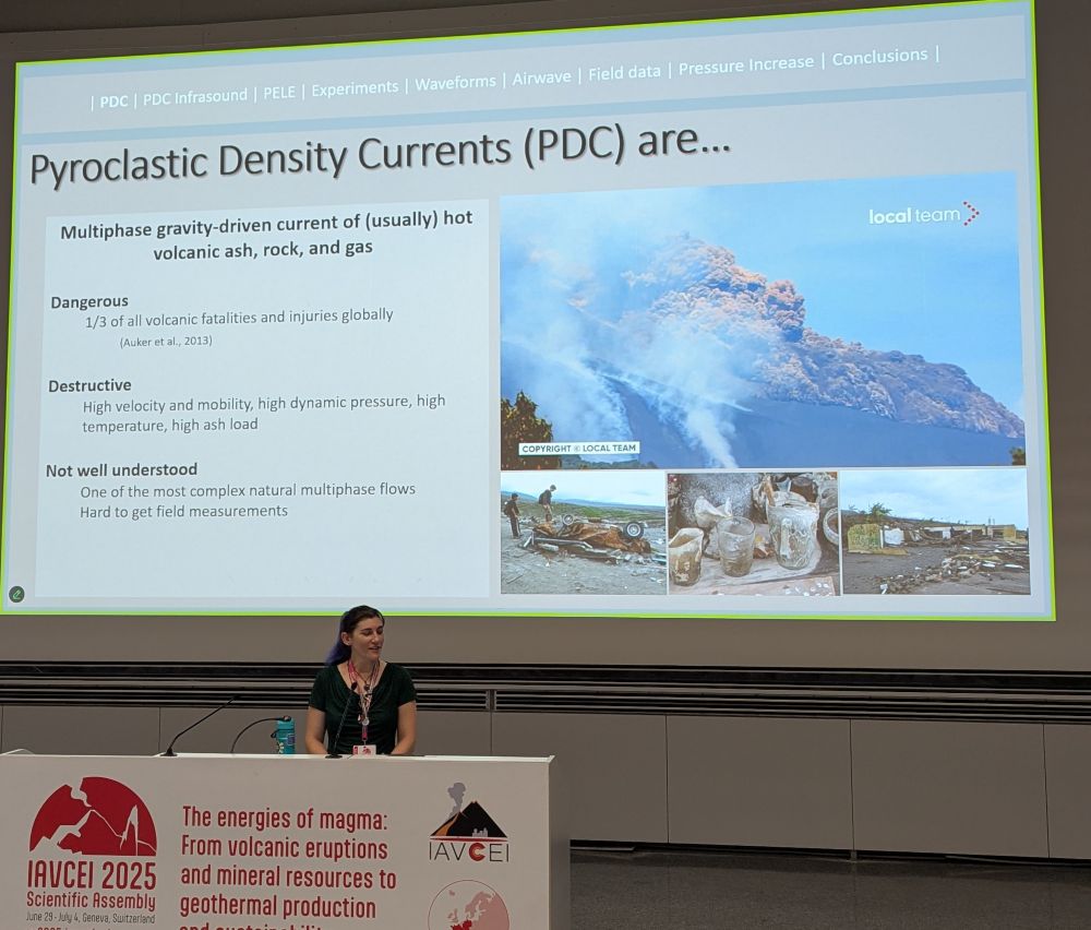 Presenter at IAVCEI 2025 talking about infrasound from PDCs