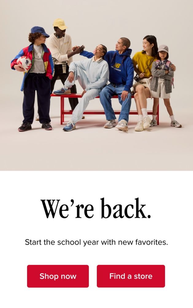 Screenshot of an email saying “We’re back. Start the school year with new favorites.”