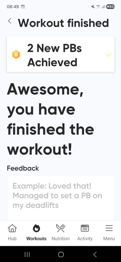 Certificate saying 2 new personal bests