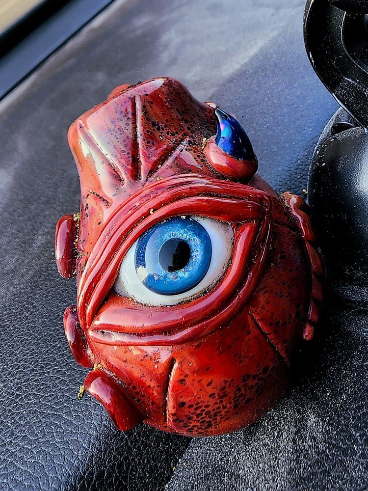 Here's my good pal Korrok, a one-eyed, blue-eyed creature with a sort of Admiral Ackbar color palette and very strong opinions about politics. He's staring directly at you, because he's wondering if you're gonna stand up in these times of murderous fascism, or if you're just gonna lie back and hope everything somehow works out. And by "you," I kinda mean "me," because he's really making me seriously question what I'm willing to do to stop "all this fucking fascism," eh? 