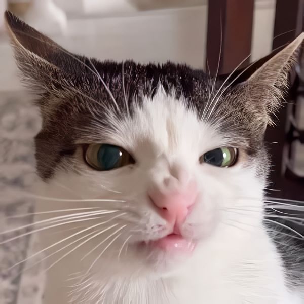 Luna the cat scrunching her face