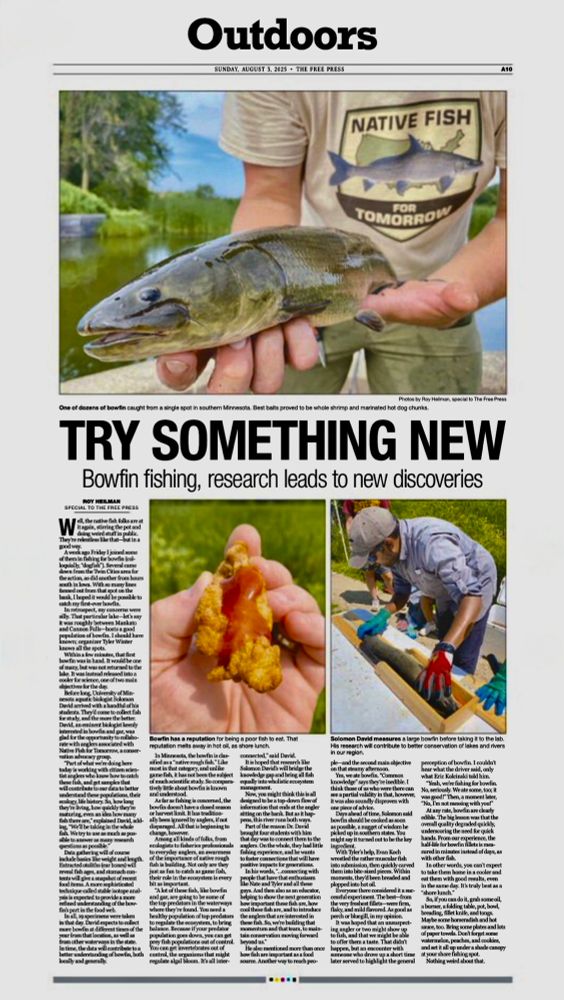 Newspaper story on bowfin, an underappreciated freshwater fish species. 
