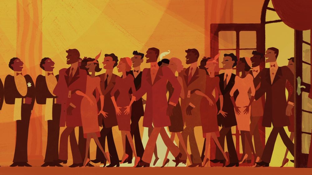 Group scene from Princess and the frog 