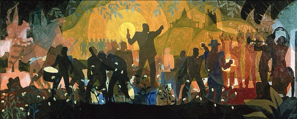 A group scene by Aaron Douglas